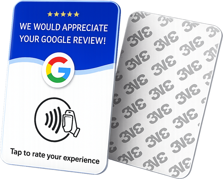 ReviewBoost NFC review card — tap to leave a Google review